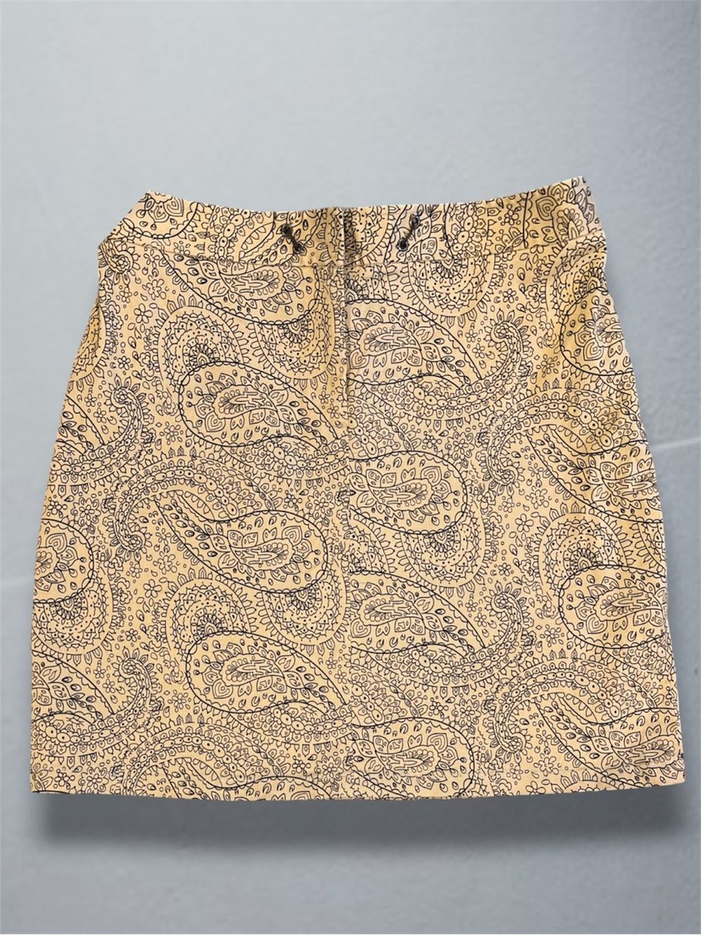 Sandra Petite Paisley Cotton Blend Pencil Skirt Beige Black 6P